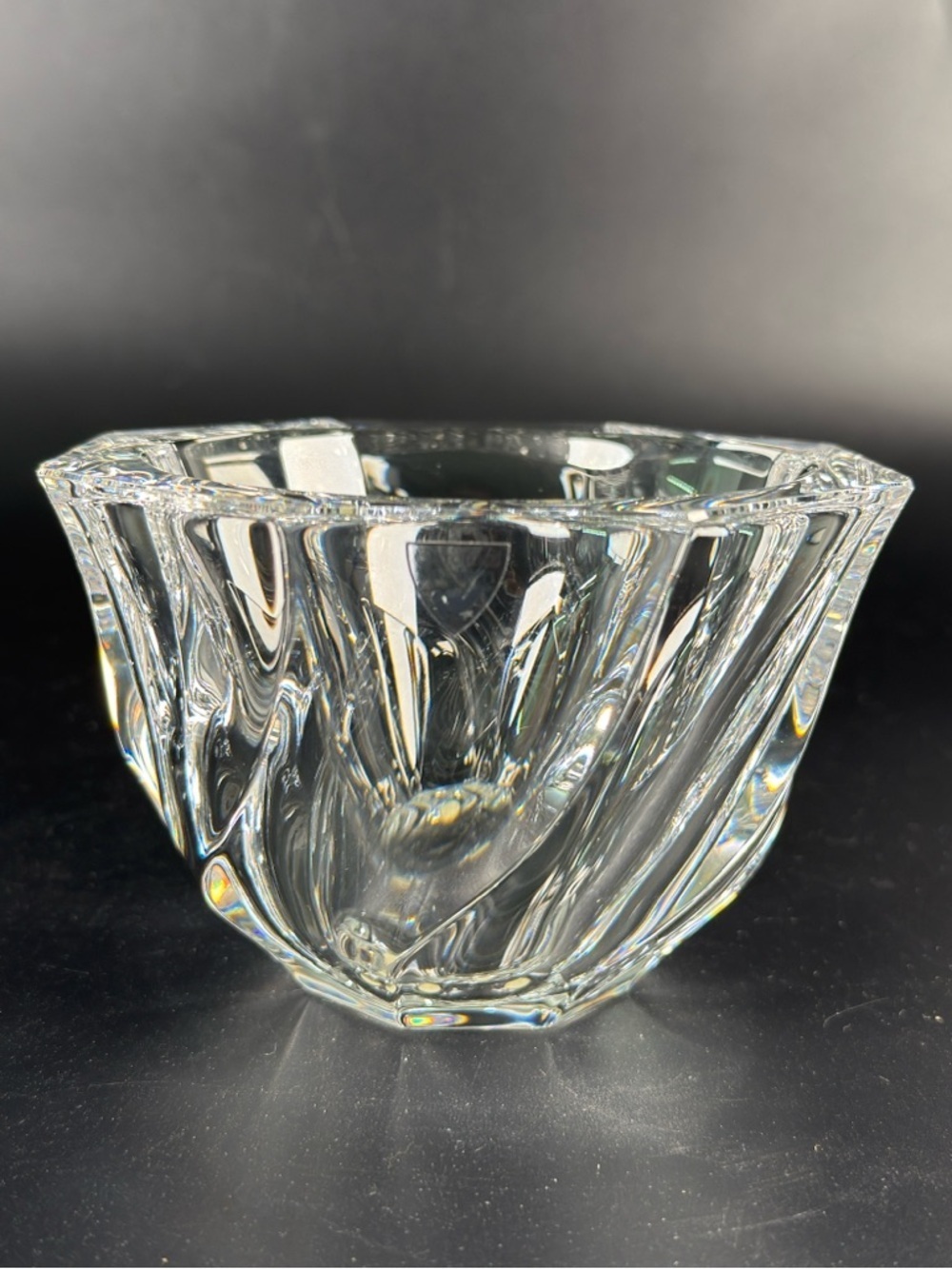 Vintage Orrefors Sweden 
Crystal Swirl Bowl Dish